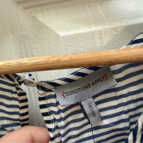 NWT Anthropologie conditions apply Lilith Romper blue white stripe short sleeve - Picture 3 of 8